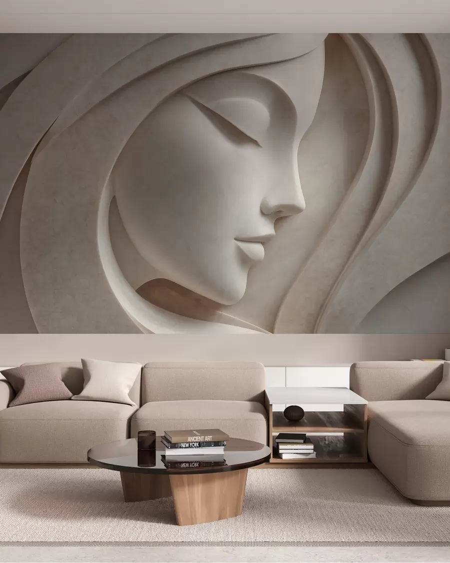 wall murals A female profile in bas-relief style w05569