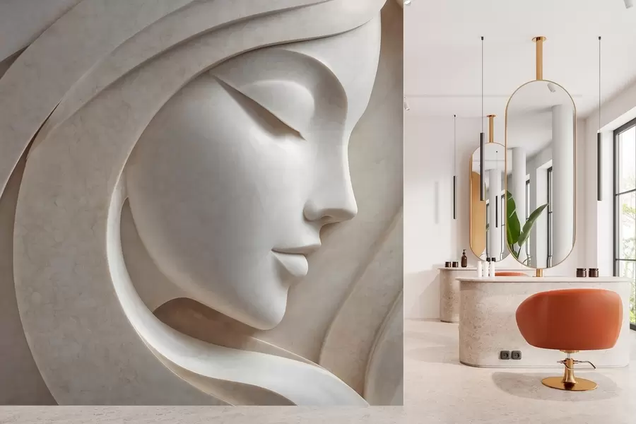 wall murals A female profile in bas-relief style w05569