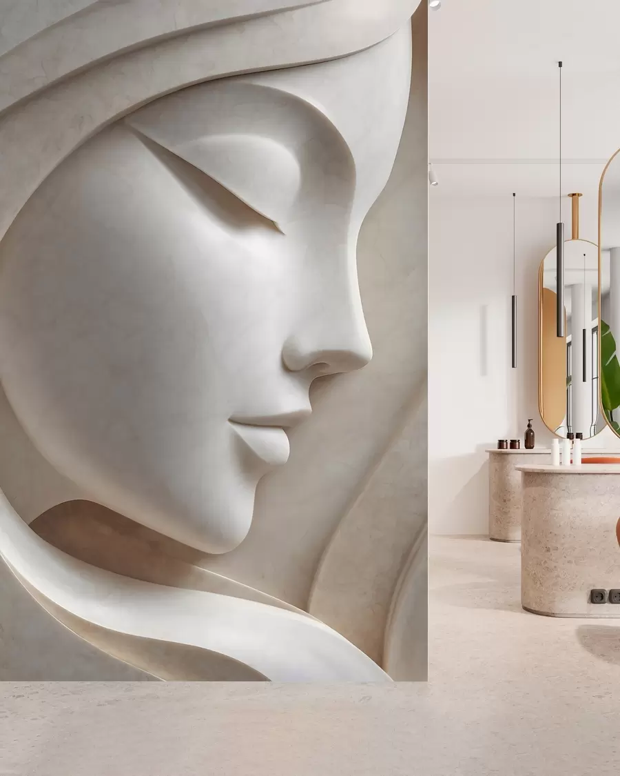 wall murals A female profile in bas-relief style w05569