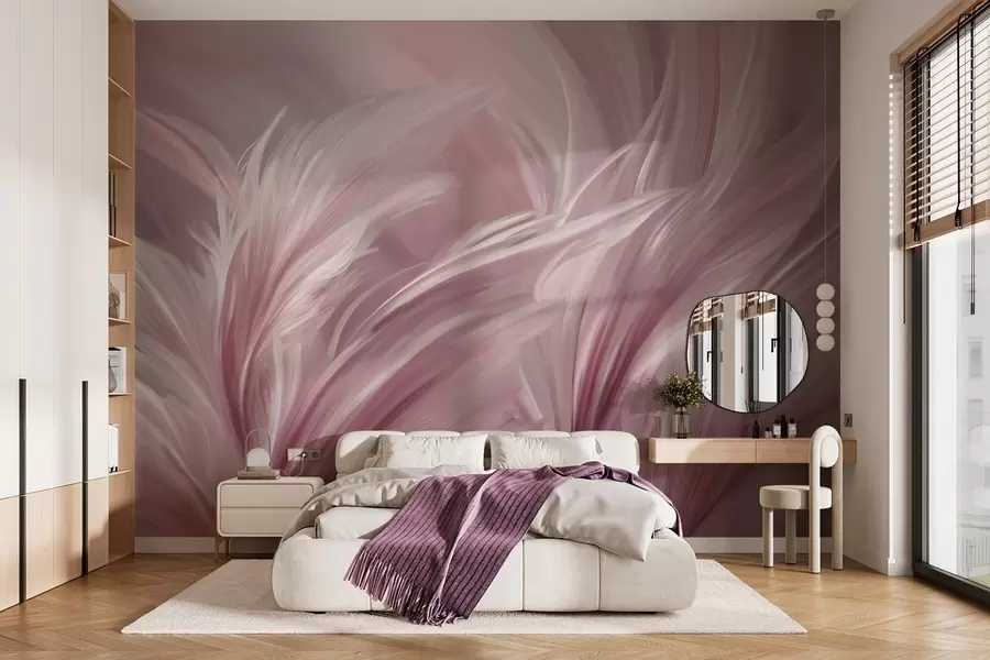 wall murals Elegant feathers in shades of pink w05658v1