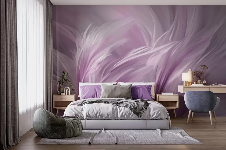 wall murals Elegant feathers in shades of purple w05658v2