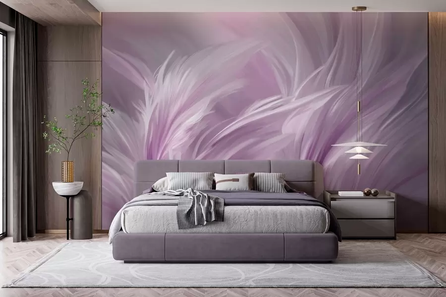 wall murals Elegant feathers in shades of purple w05658v2