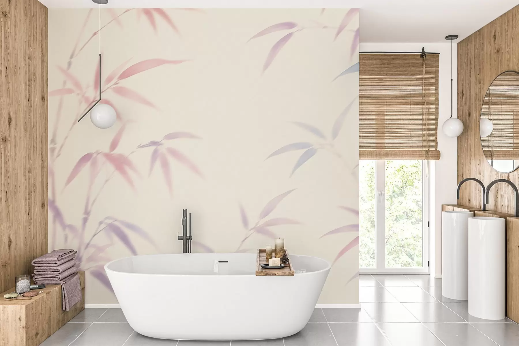 wall murals Abstract bamboo leaves w05666
