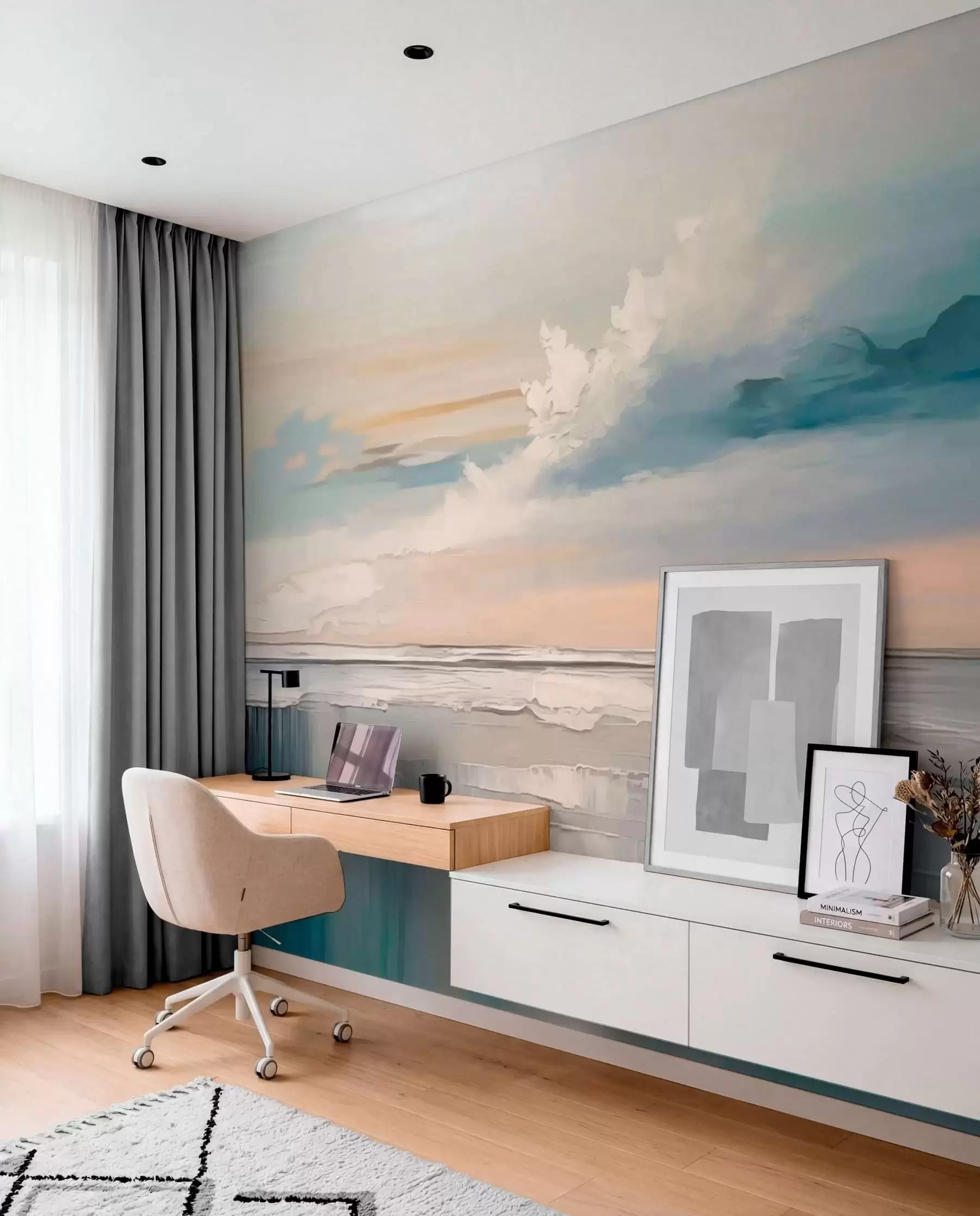 wall murals Peach Sky over the Sea w05687