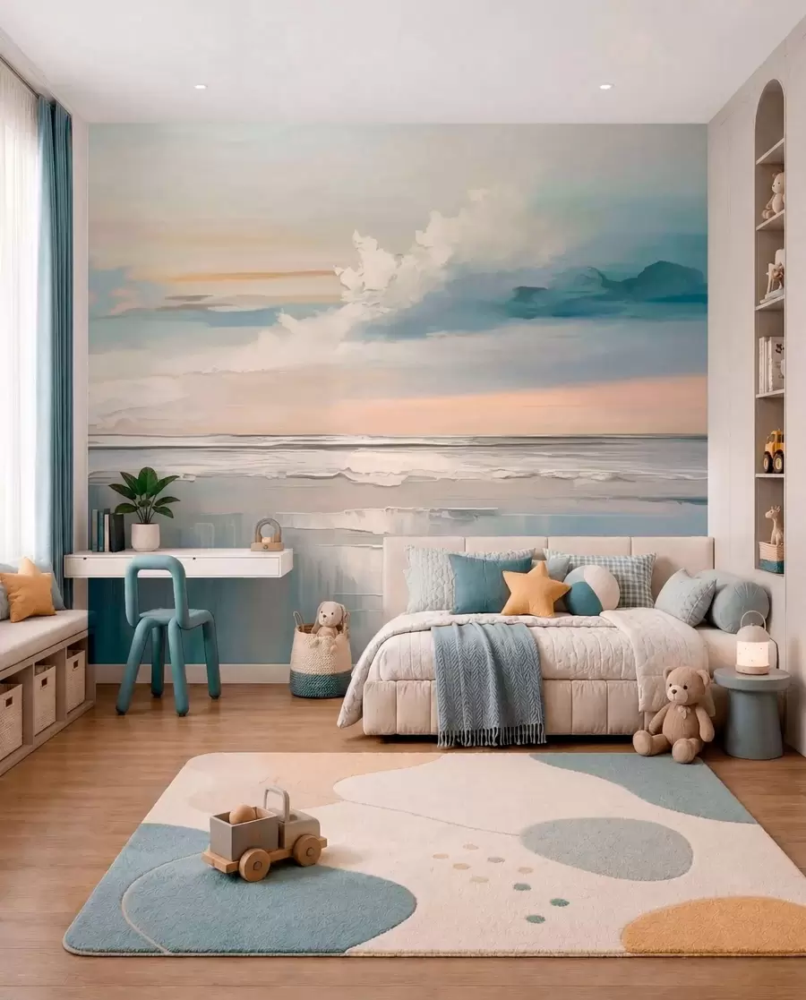 wall murals Peach Sky over the Sea w05687
