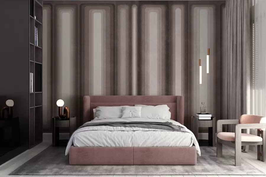 wall murals Textured abstract vertical rounded rectangles in muted tones of brown w09905v1