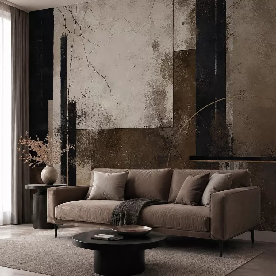 wall murals Abstract composition with dark lines and textures w05541