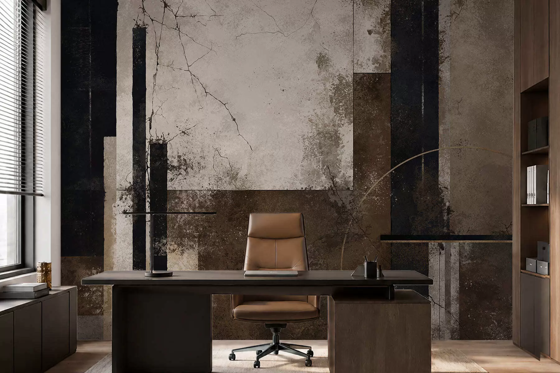 wall murals Abstract composition with dark lines and textures w05541