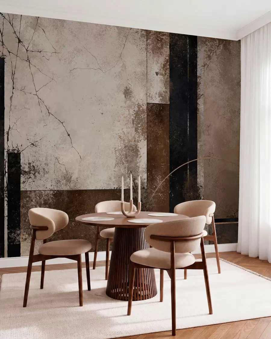 wall murals Abstract composition with dark lines and textures w05541