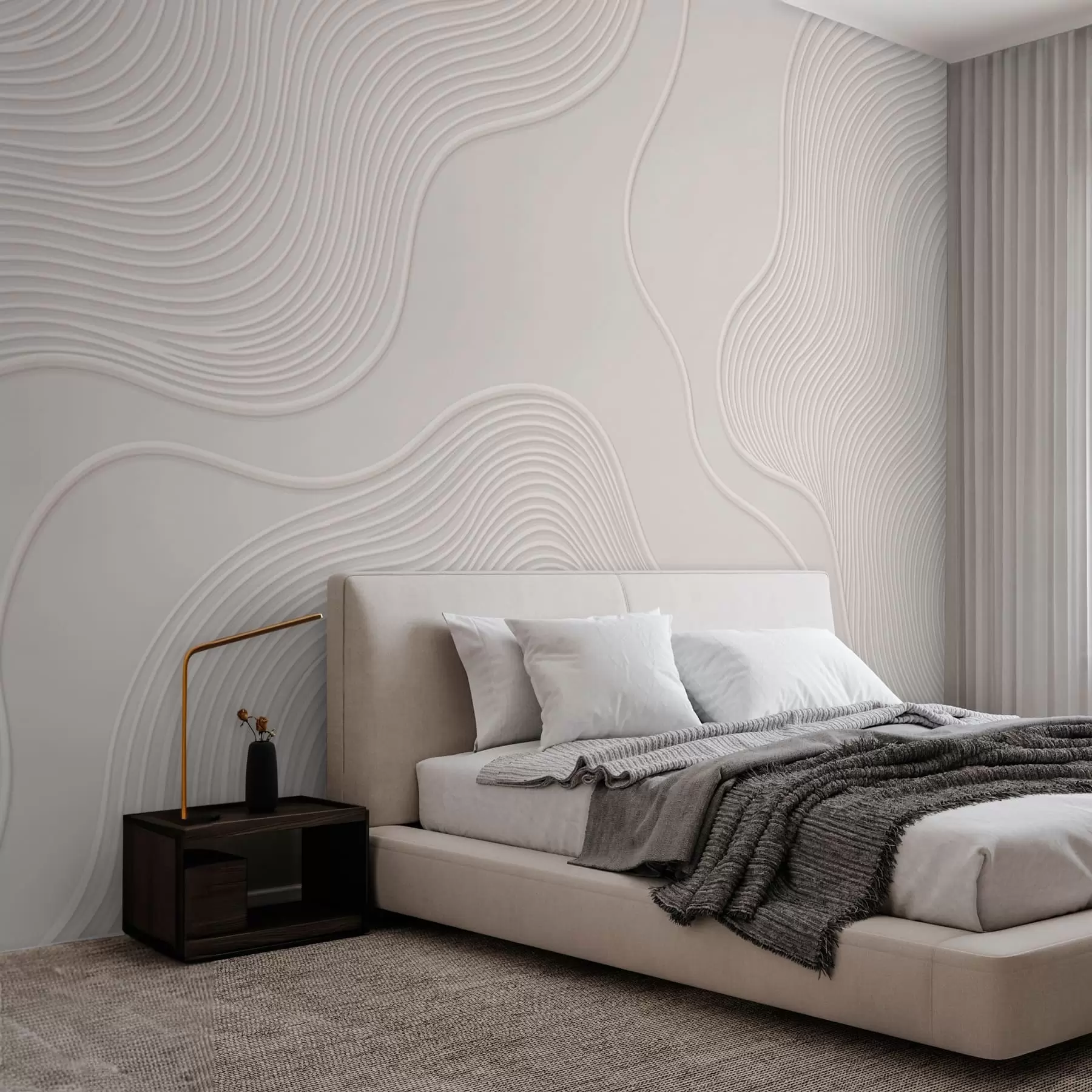 wall murals Abstract relief with flowing wavy lines w05689
