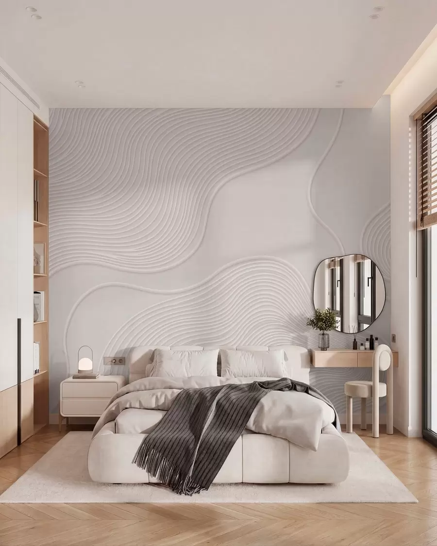 wall murals Abstract relief with flowing wavy lines w05689