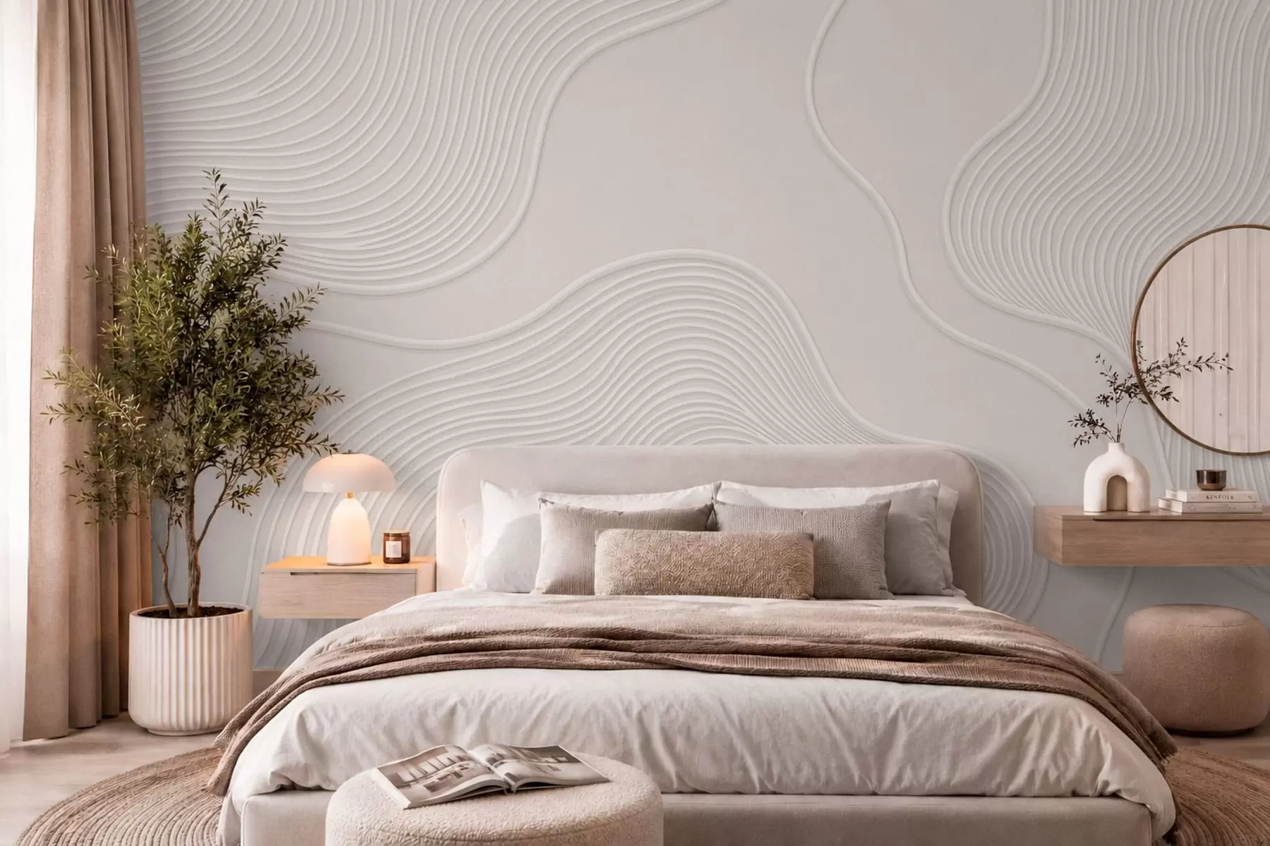 wall murals Abstract relief with flowing wavy lines w05689