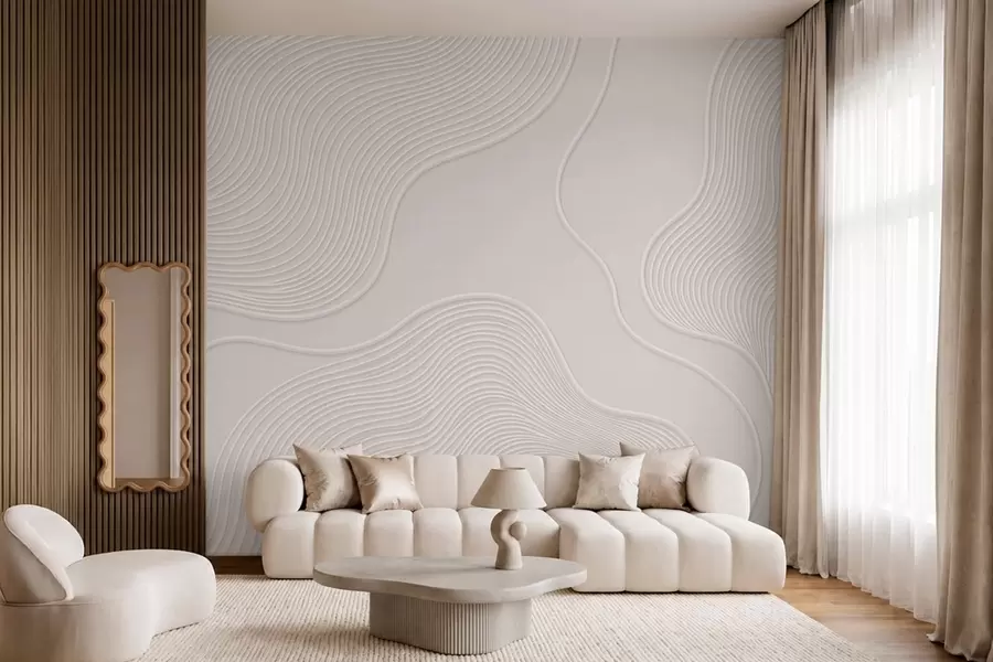 wall murals Abstract relief with flowing wavy lines w05689
