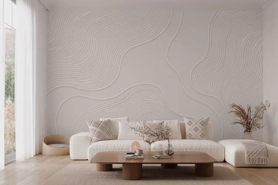 wall murals Abstract relief with flowing wavy lines w05689