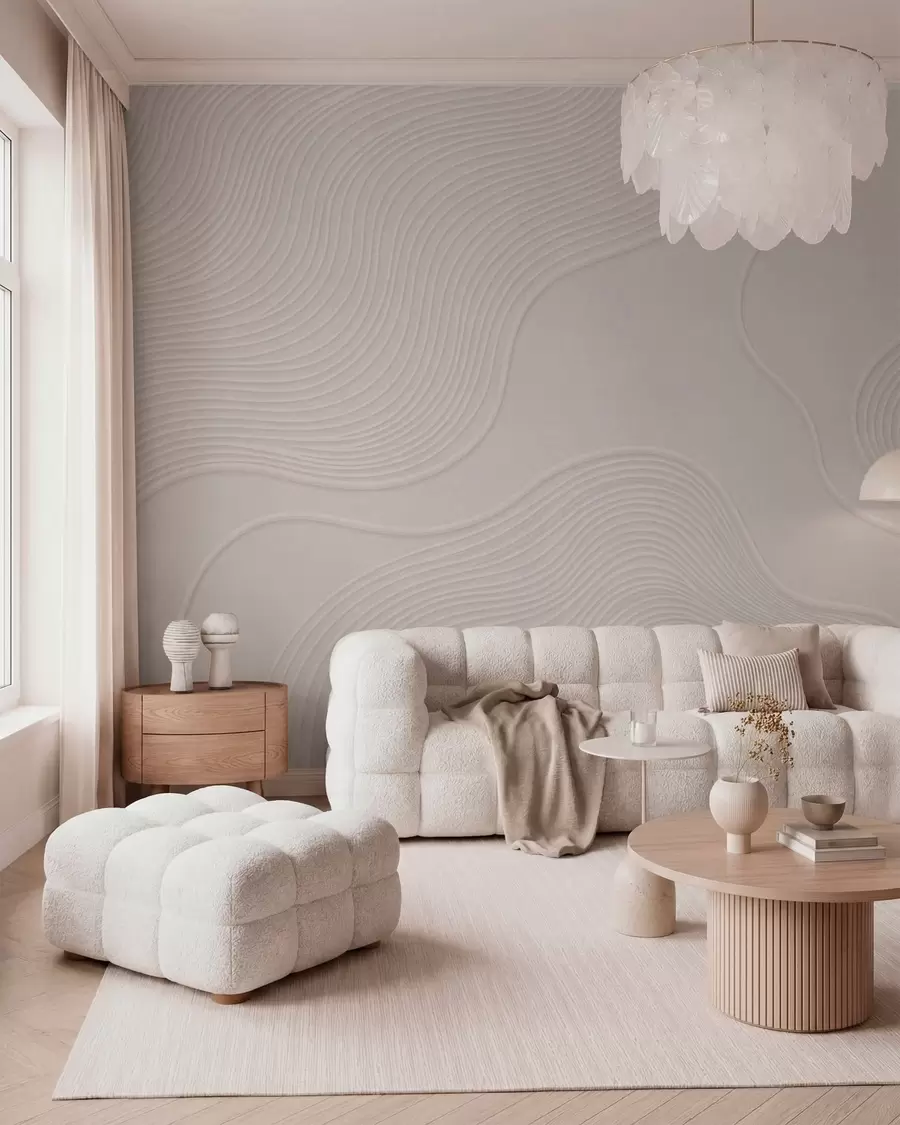 wall murals Abstract relief with flowing wavy lines w05689