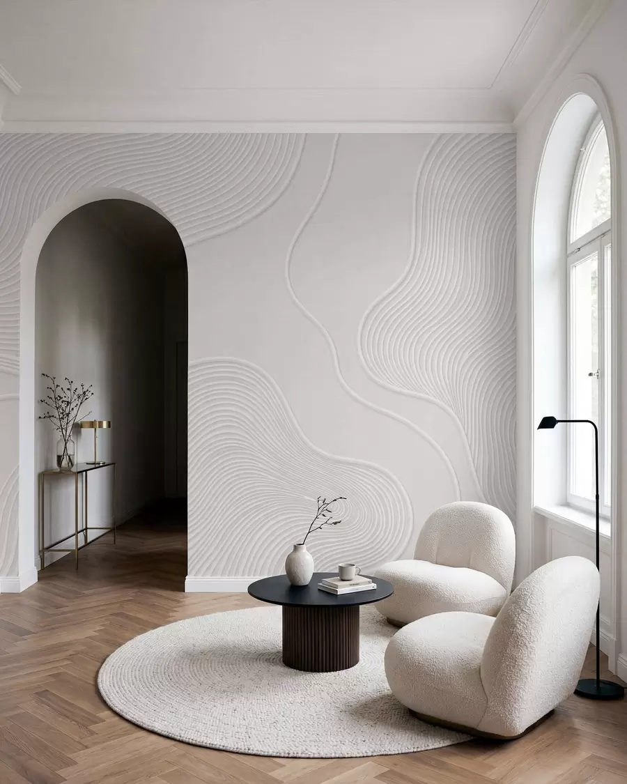 wall murals Abstract relief with flowing wavy lines w05689
