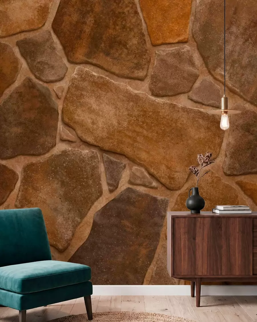wall murals Natural stone masonry texture with irregular shapes w05690