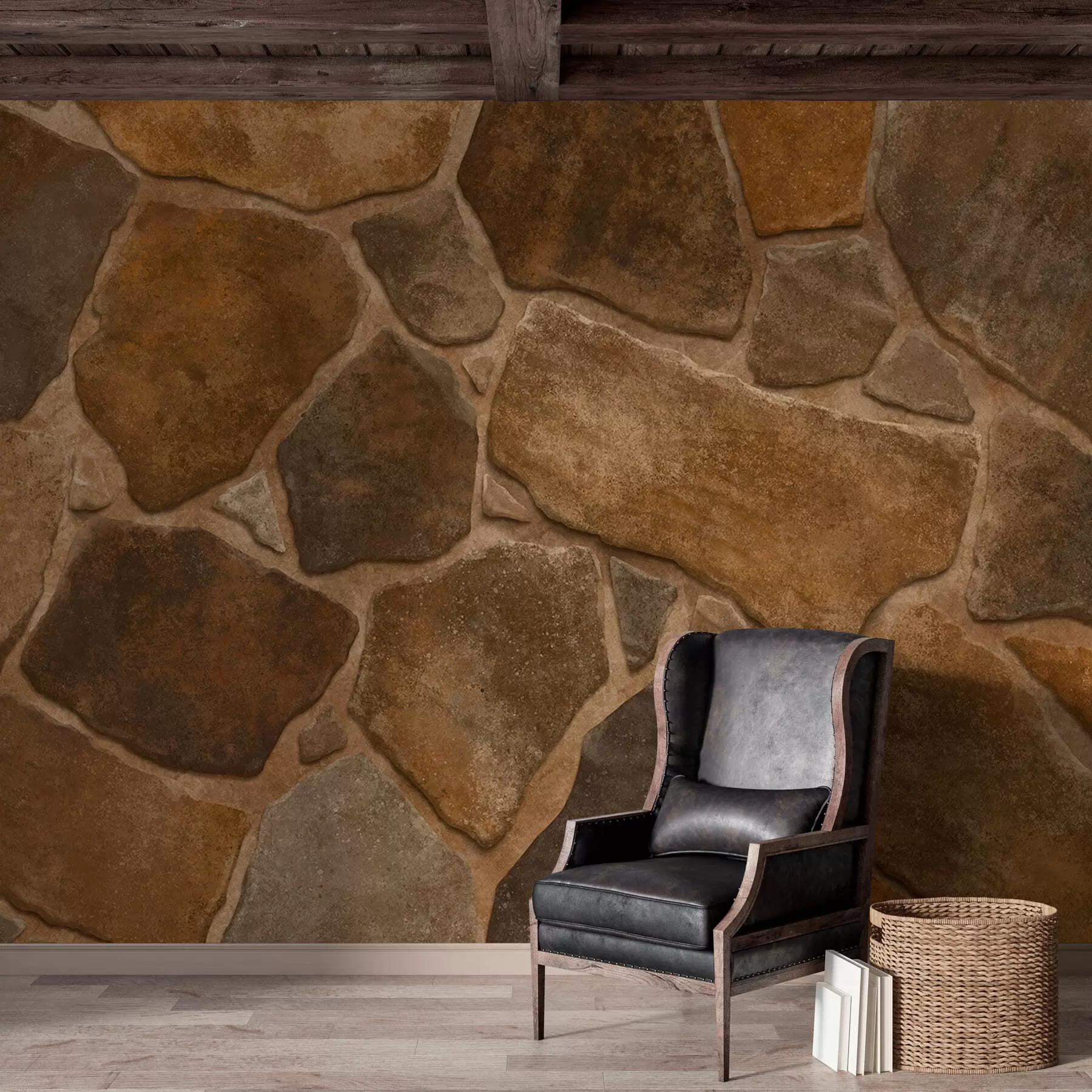 wall murals Natural stone masonry texture with irregular shapes w05690