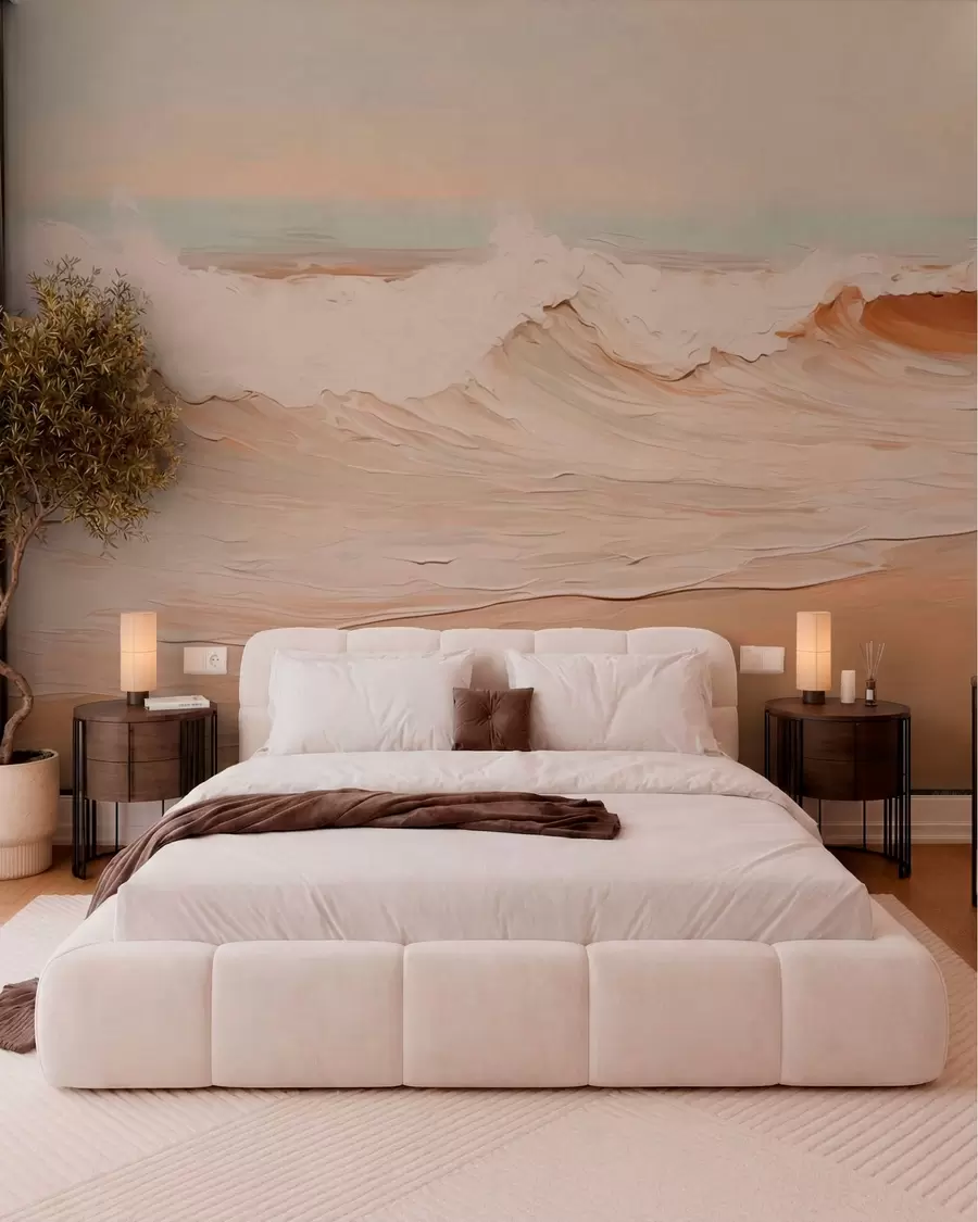 wall murals Abstract ocean waves in pastel tones w05697