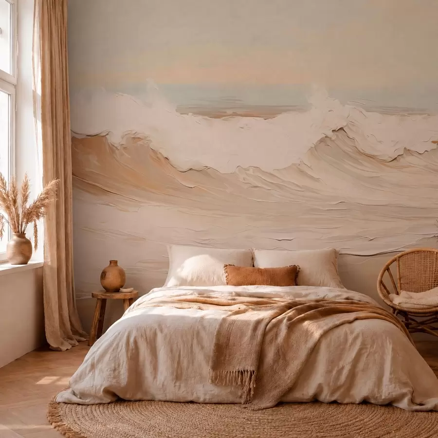 wall murals Abstract ocean waves in pastel tones w05697