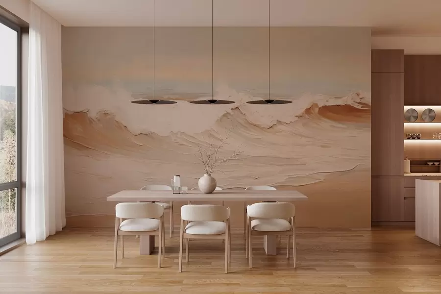 wall murals Abstract ocean waves in pastel tones w05697
