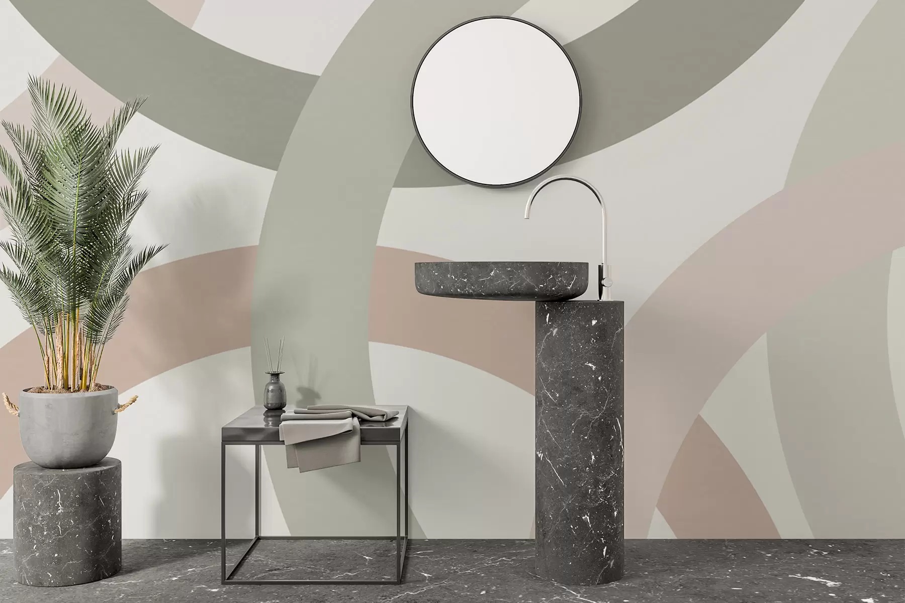 wall murals Abstraction with circles w05709