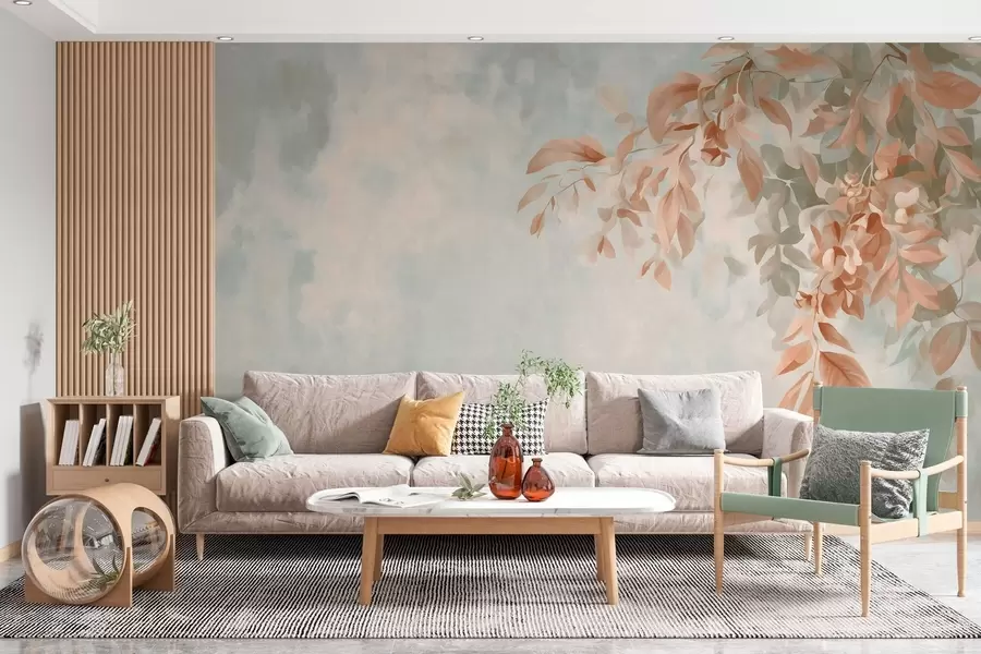 wall murals tree branches against a varied retro background w05385