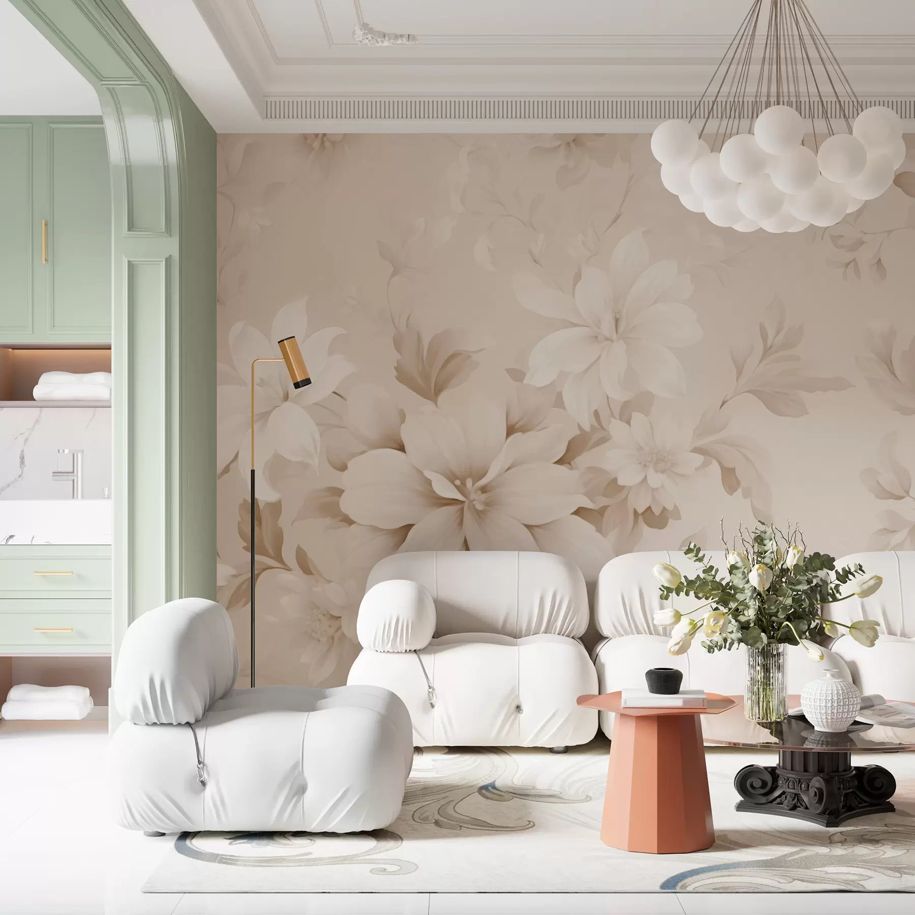 wall murals Classic flowers w05437v1