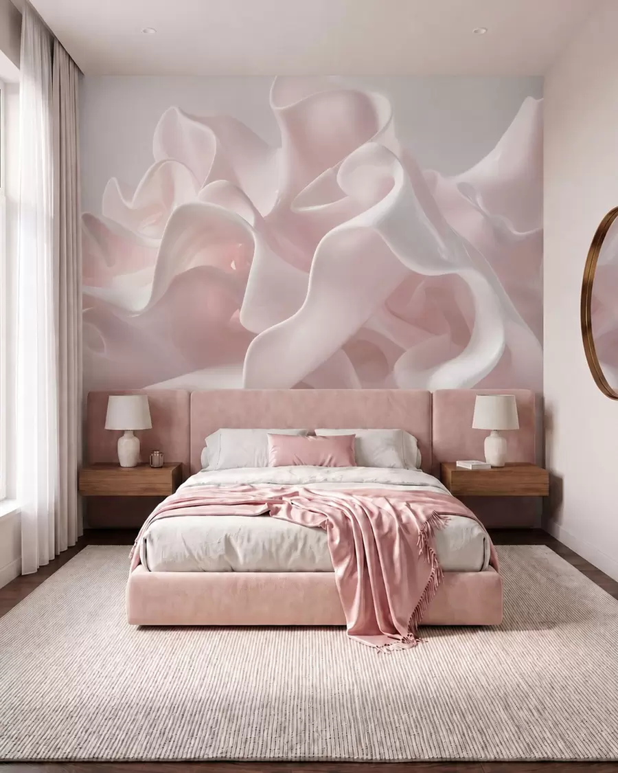 wall murals Pearl Pink Silk Waves w09858