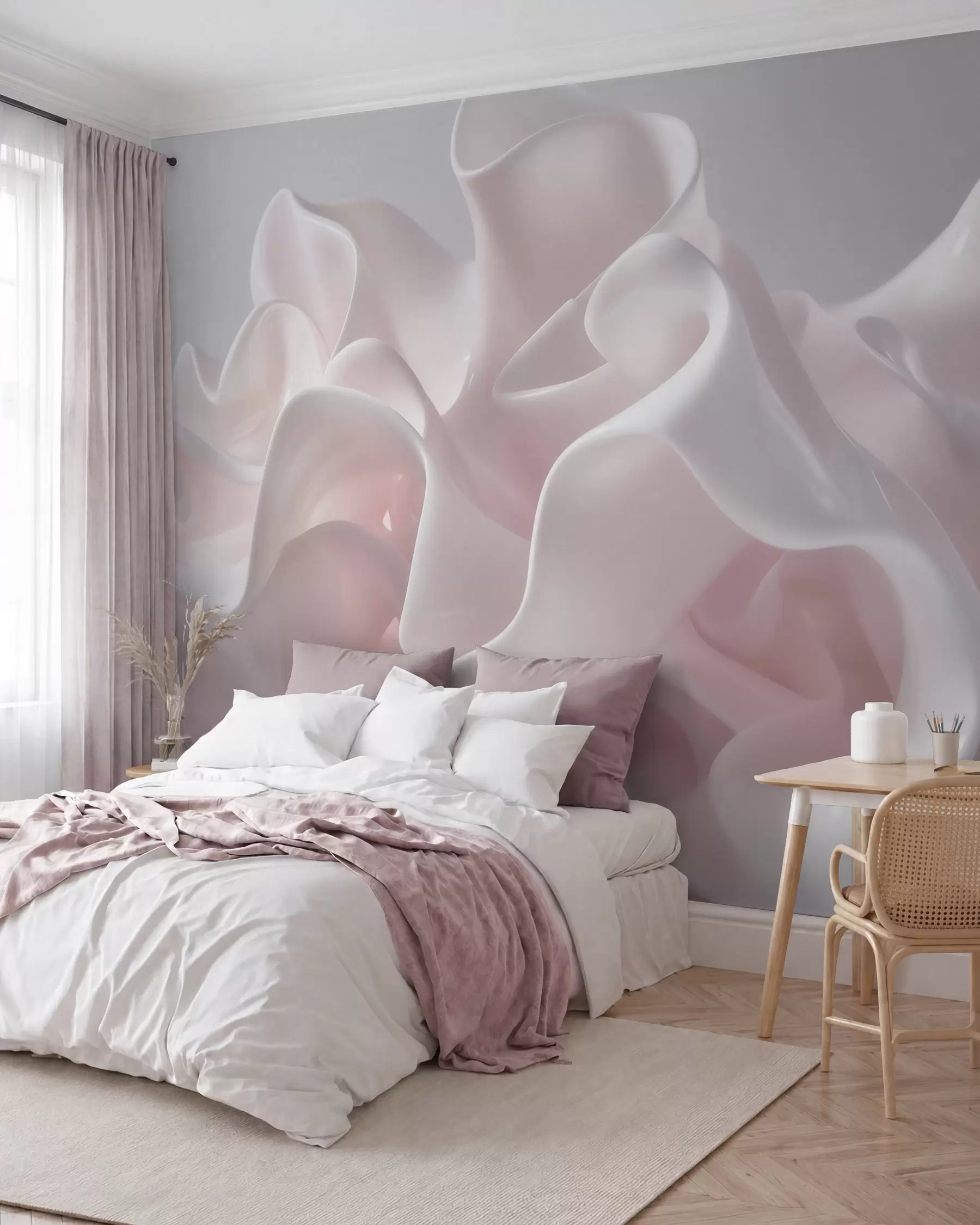 wall murals Pearl Pink Silk Waves w09858