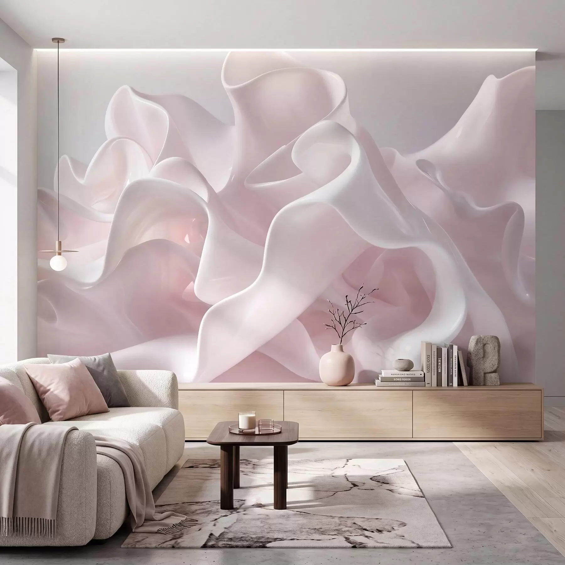 wall murals Pearl Pink Silk Waves w09858