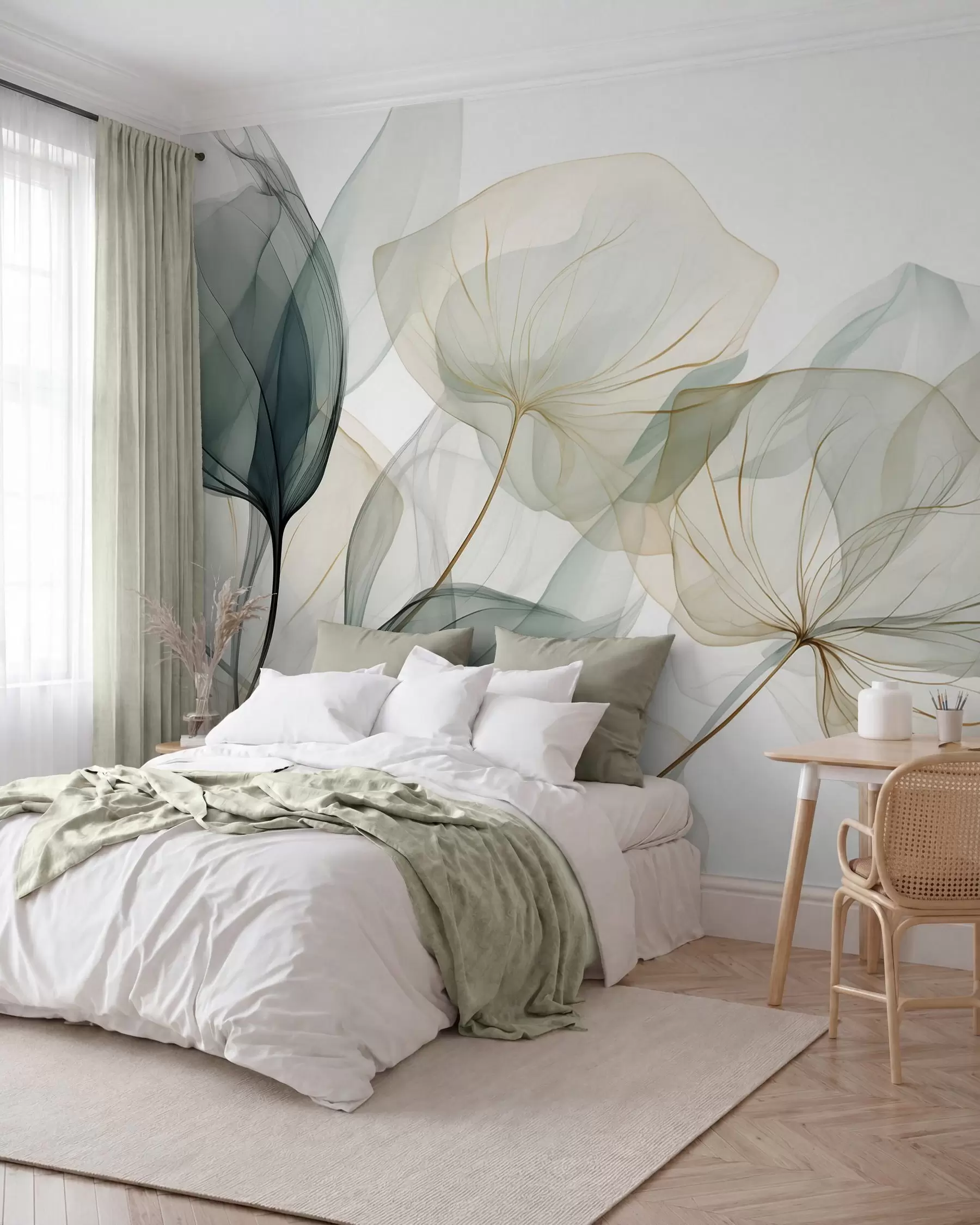 wall murals Veiled Leaves w05708