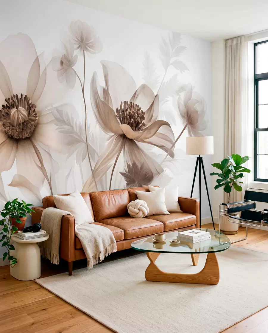 wall murals Sepia Flower Study w09900