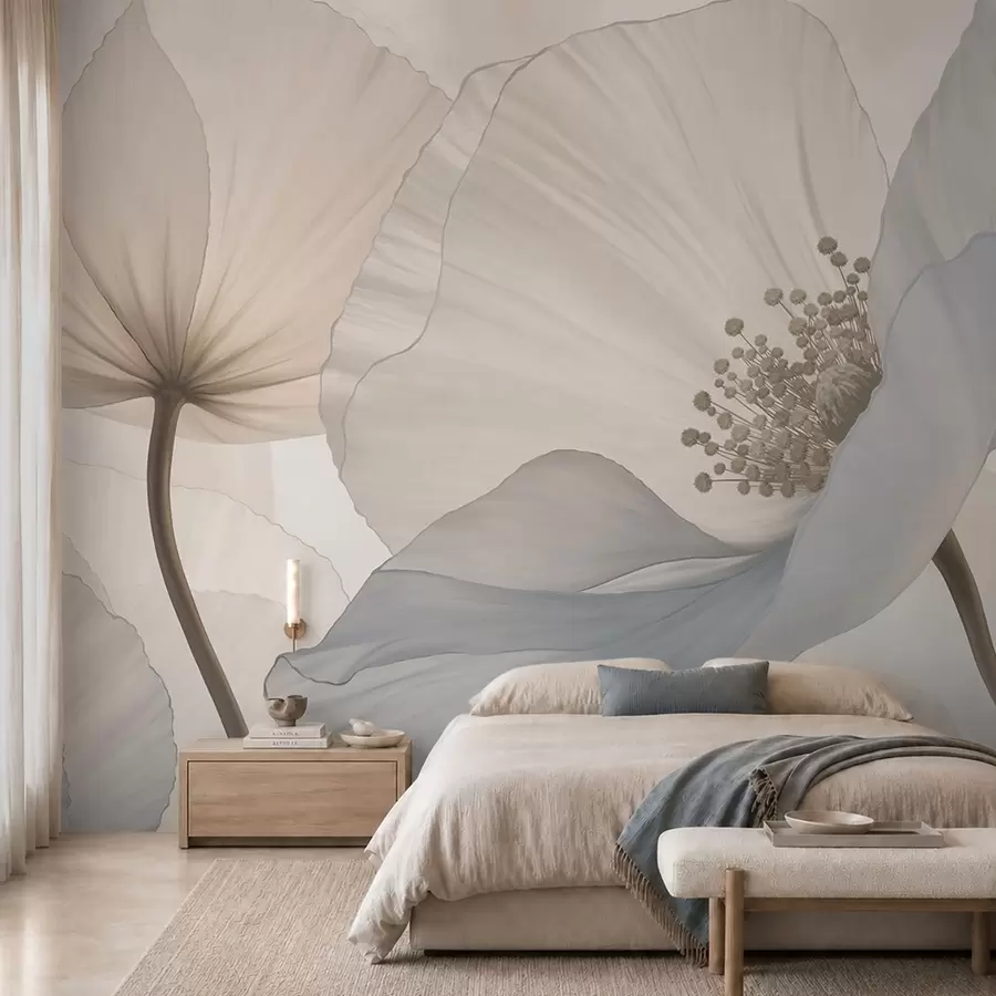 wall murals Soft large flowers in light pastel tones w05692