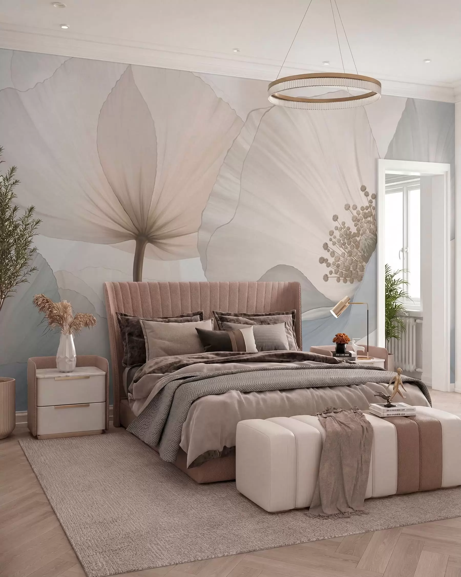 wall murals Blush Petal Silhouettes w05692