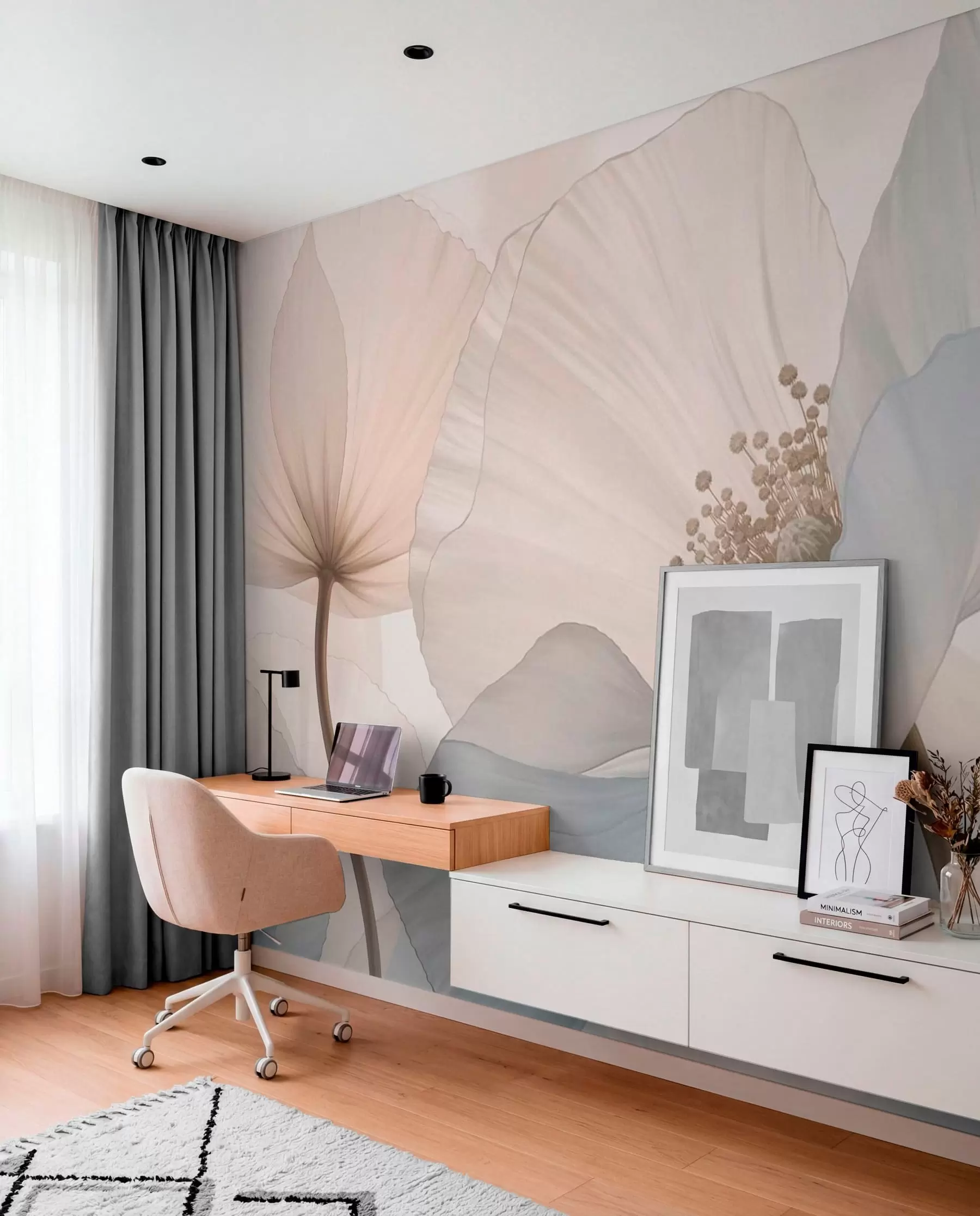 wall murals Blush Petal Silhouettes w05692
