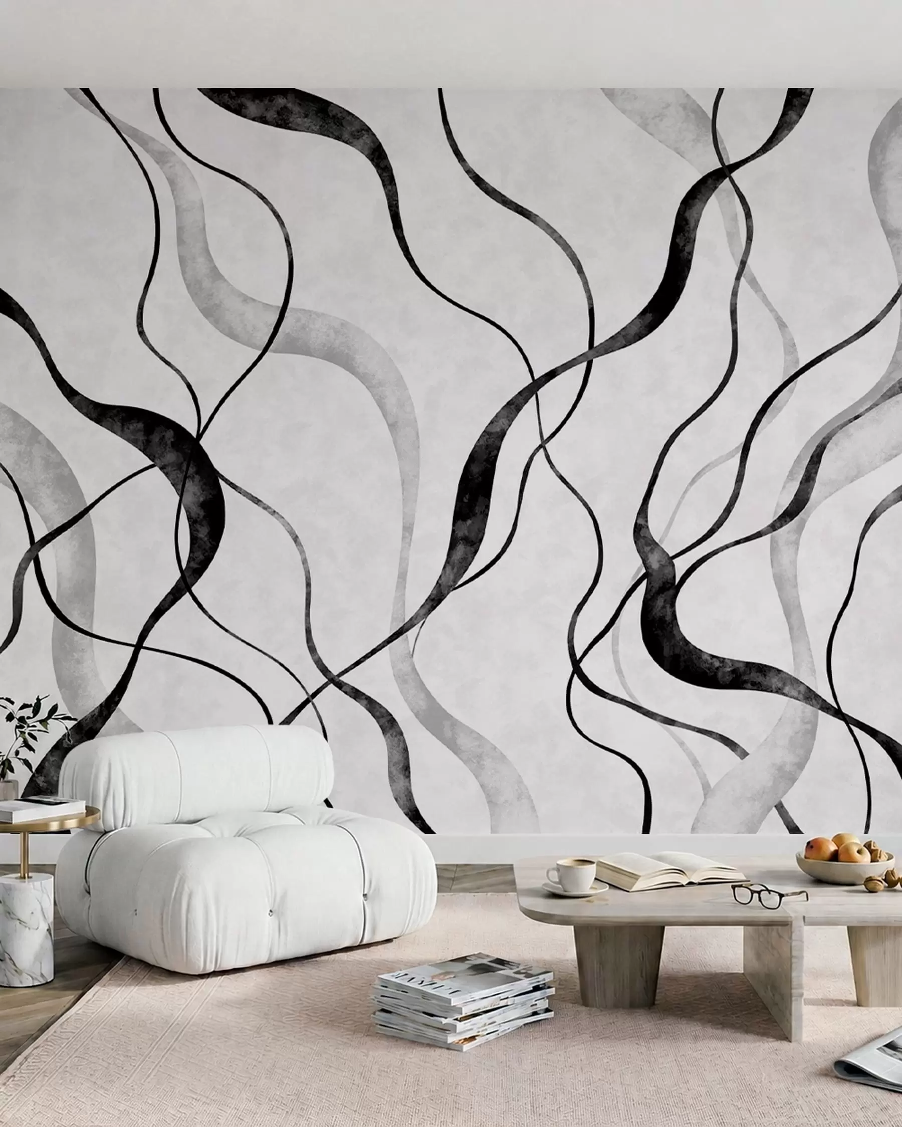 wall murals Ribbons of Charcoal w05699