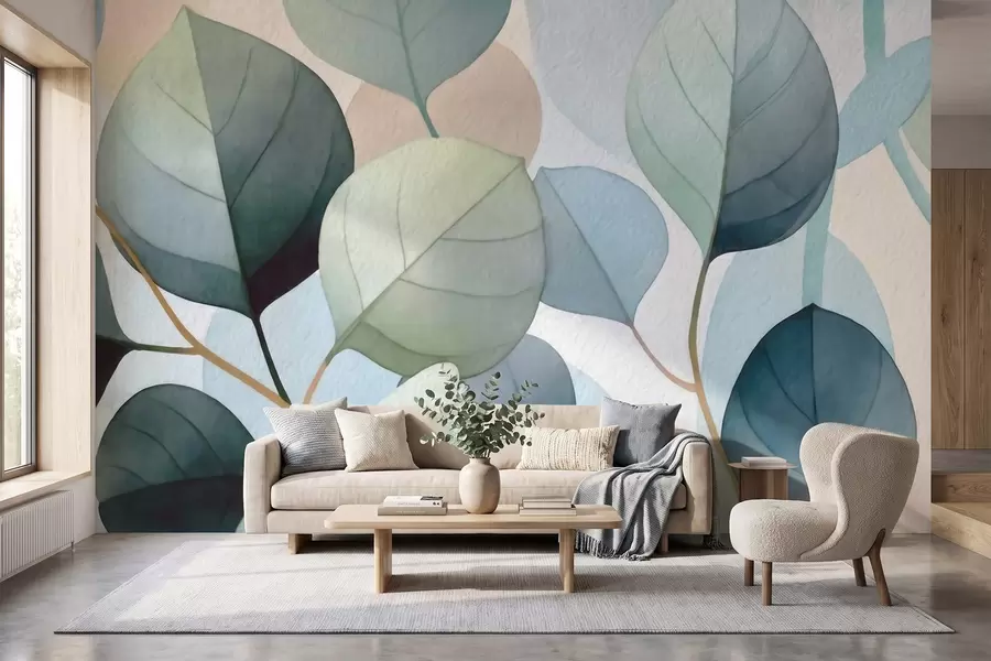 wall murals Delicate watercolor eucalyptus leaves w09927