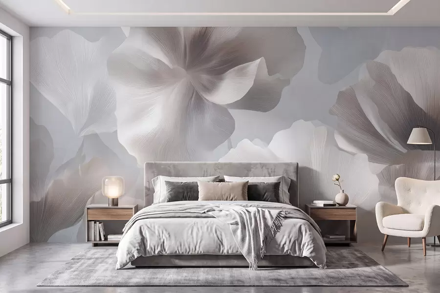 wall murals Volumetric silk flower petals in soft pastel tones w09928