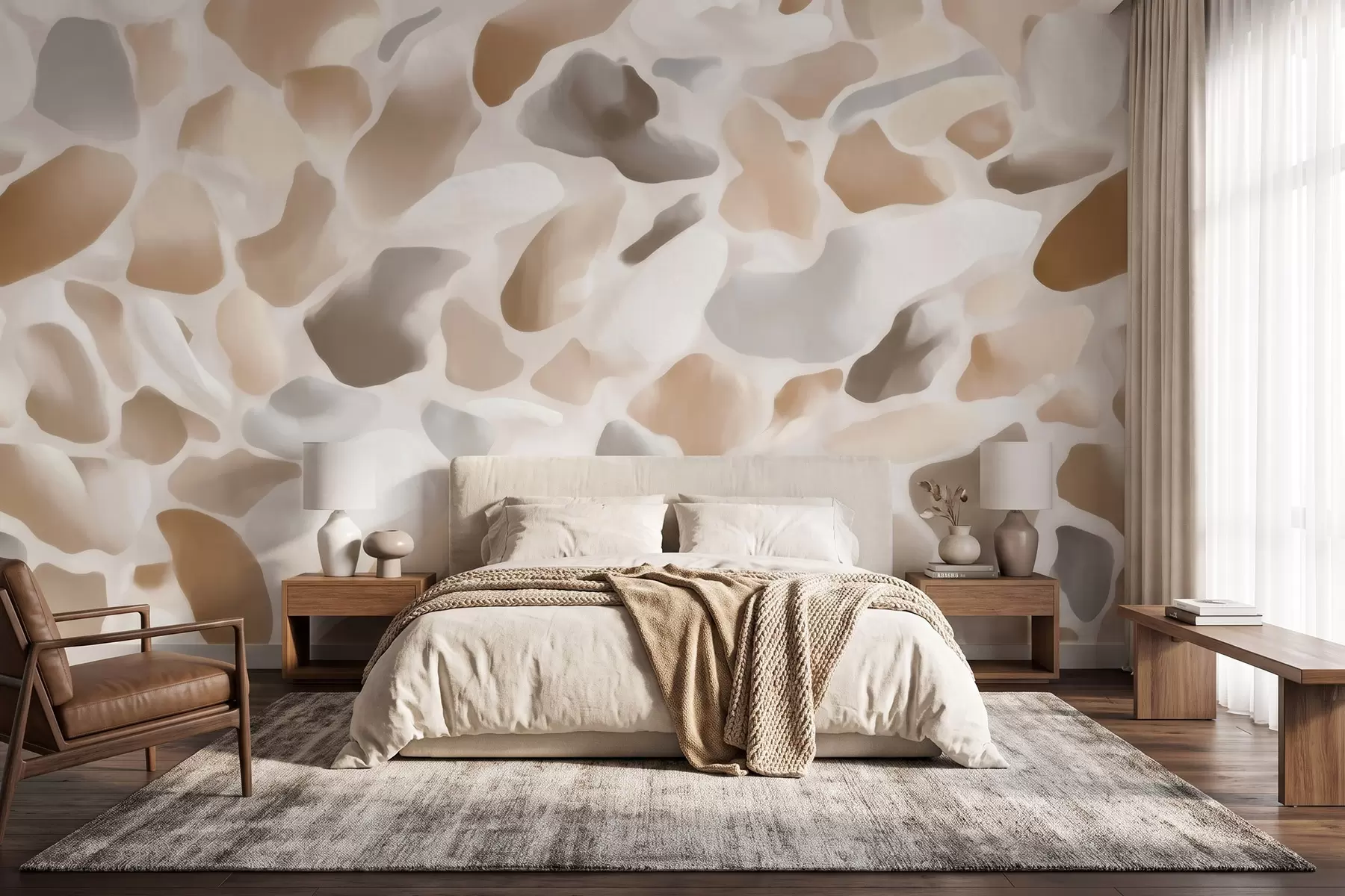 wall murals Abstract natural terrazzo texture in light tones w09933