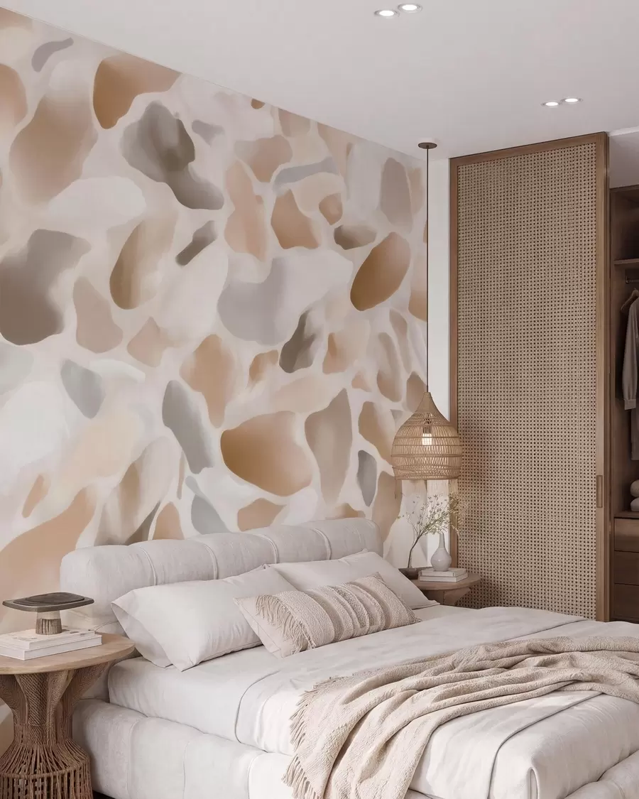 wall murals Abstract natural terrazzo texture in light tones w09933