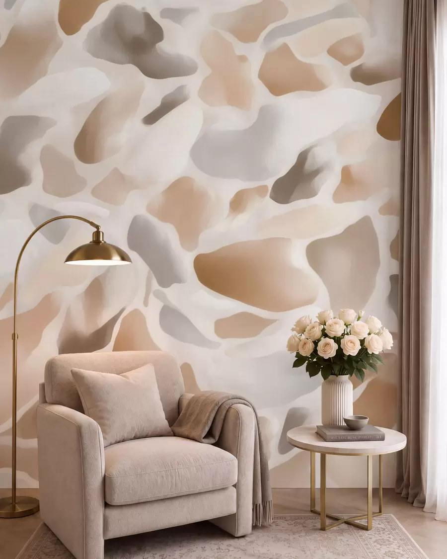 wall murals Abstract natural terrazzo texture in light tones w09933