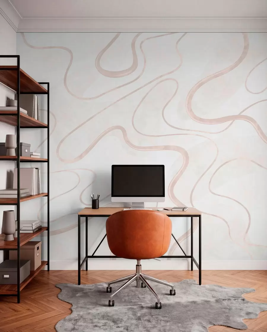 wall murals Abstract flowing lines on a light background w05726