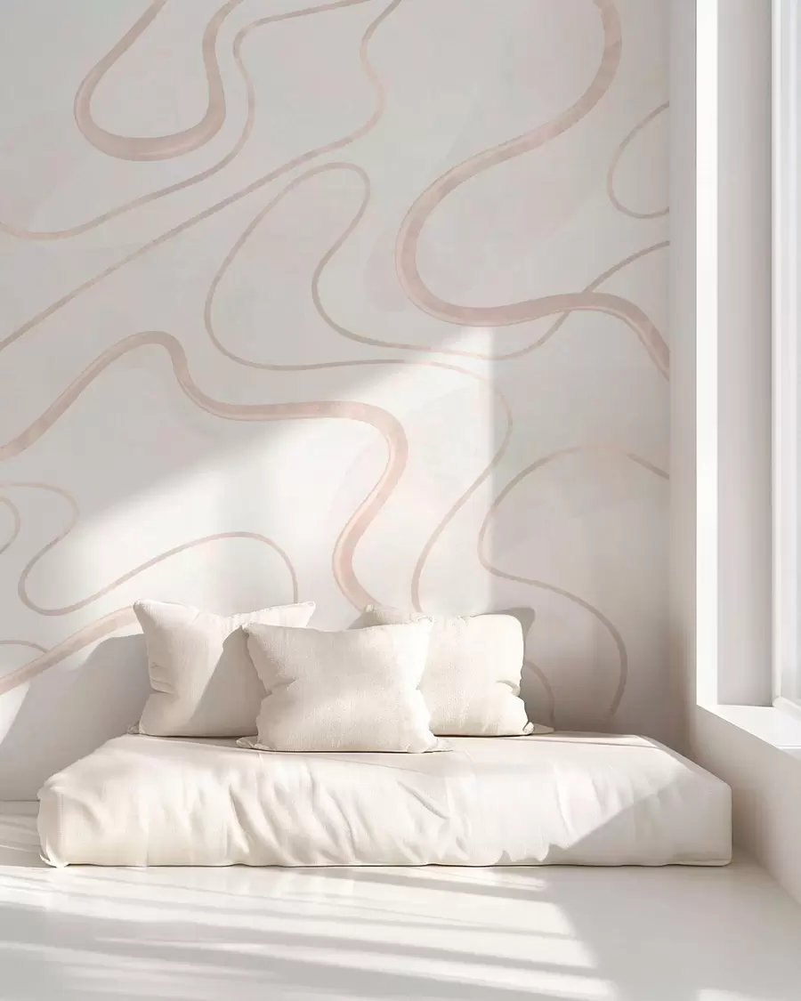 wall murals Abstract flowing lines on a light background w05726
