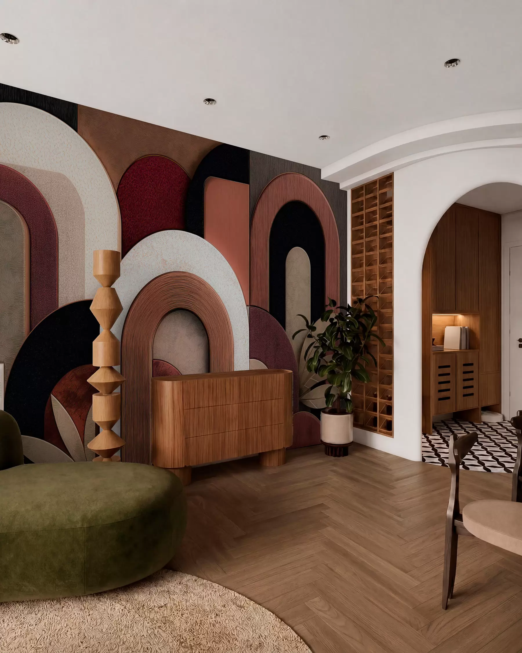 wall murals Arches in Clay and Burgundy w05748