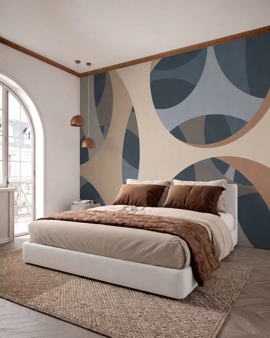 wall murals contemporary textural abstraction in shades of blue and beige w05751