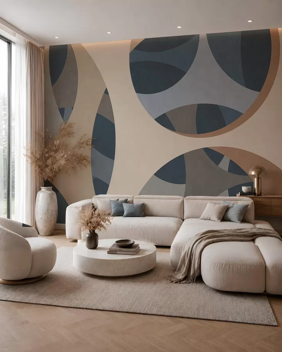wall murals contemporary textural abstraction in shades of blue and beige w05751