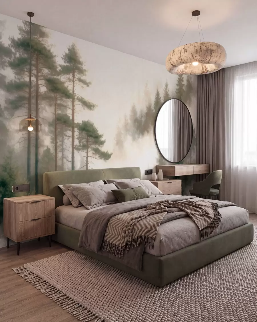 wall murals Sunrise through the Pines w09916
