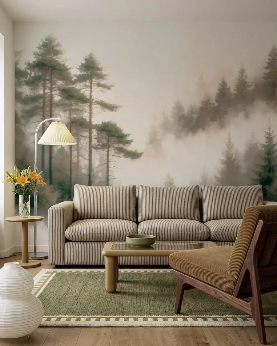 wall murals Morning pine forest in watercolor style w09916