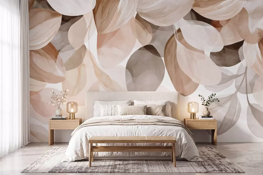 wall murals Beige hanging leaves in watercolor style w09923